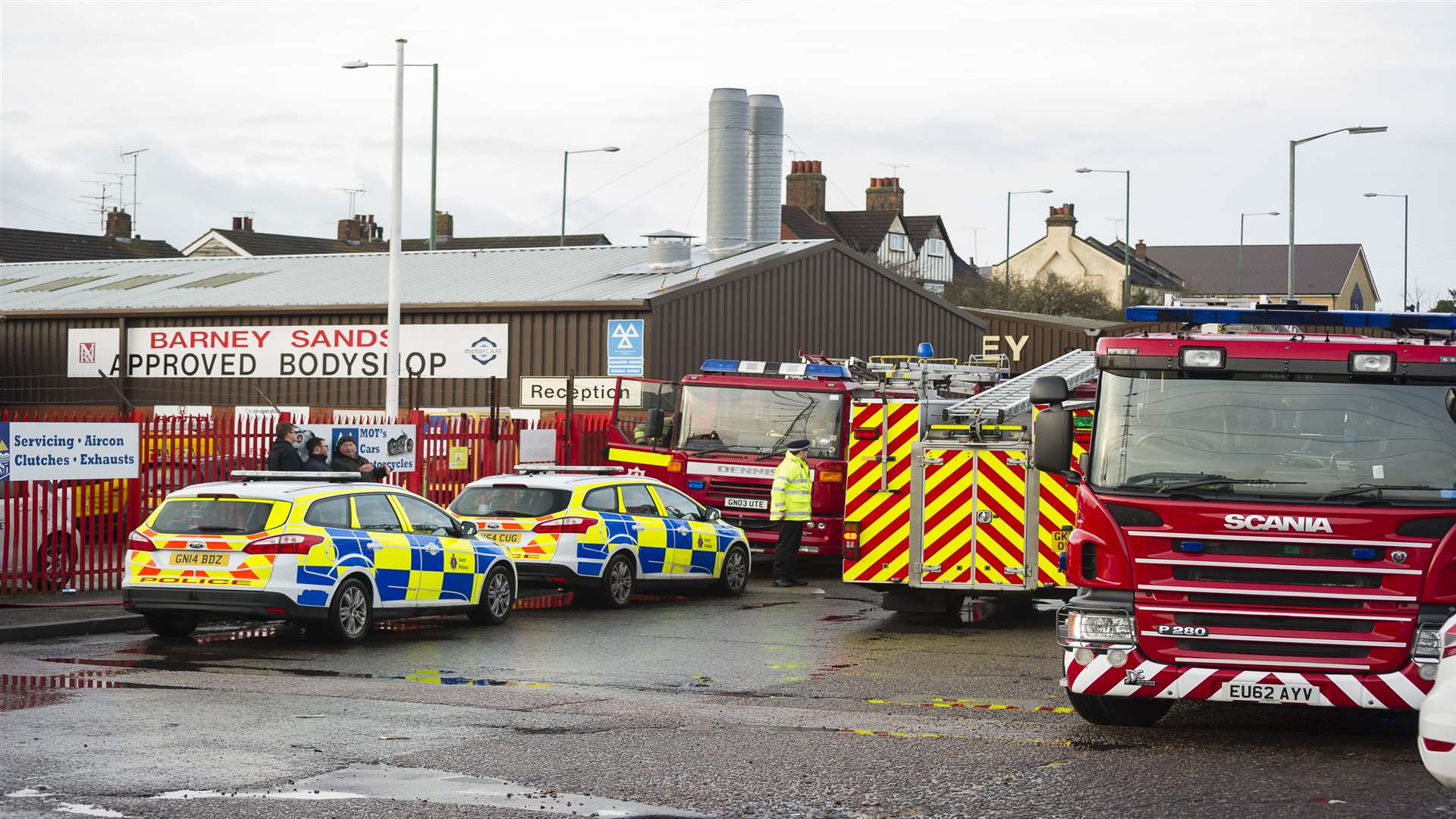 Police closed the road and at least five pumps remained at 9am.