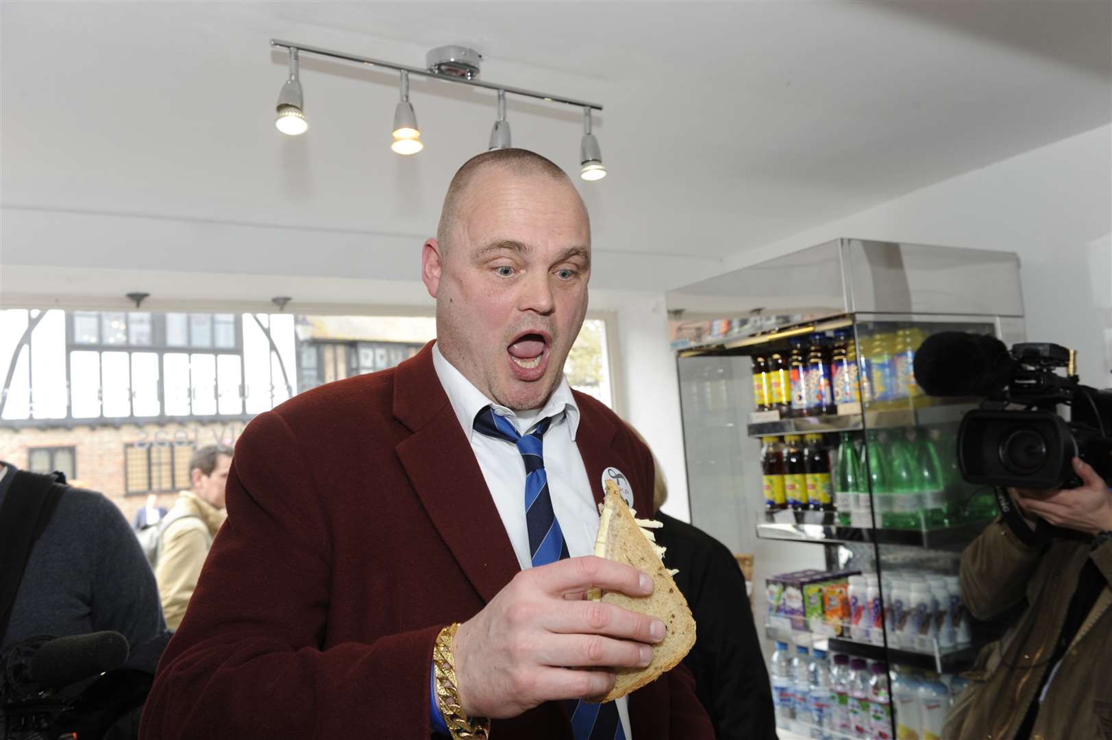 Al Murray enjoying a sandwich...in Sandwich.