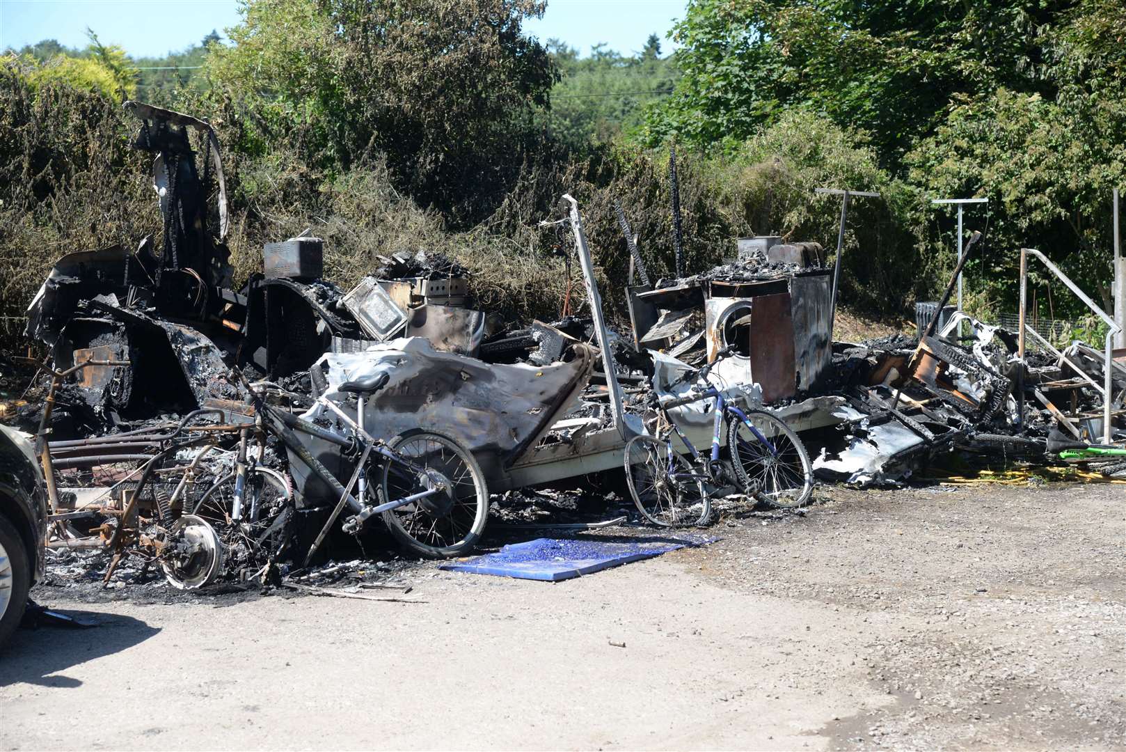 The scene of the caravan fire in Chegworth Road, Harrietsham on Thursday. Picture: Chris Davey... (13399918)