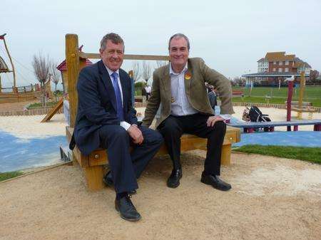 Communities secretary John Denham with Labour's parliamentary candidate for South Thanet, Stephen Ladyman