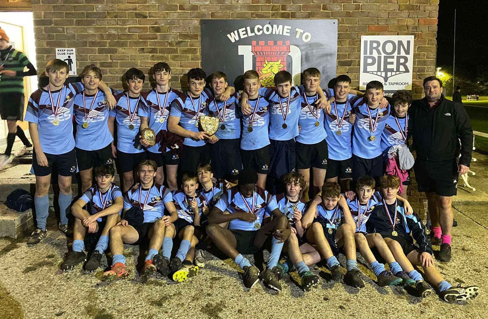 Oakwood Park Grammar School under-15 rugby team celebrate Kent Shield glory.