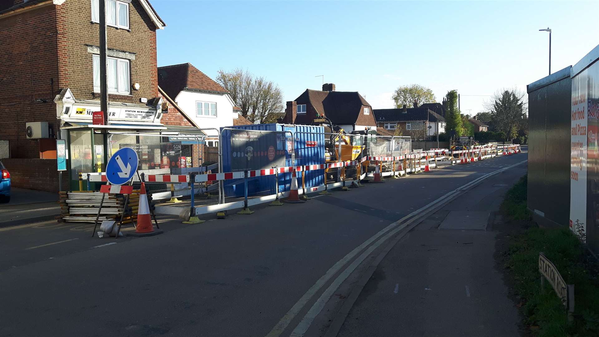 Roadworks on the A229 Station Road in Staplehurst opposite the new Sainsburys