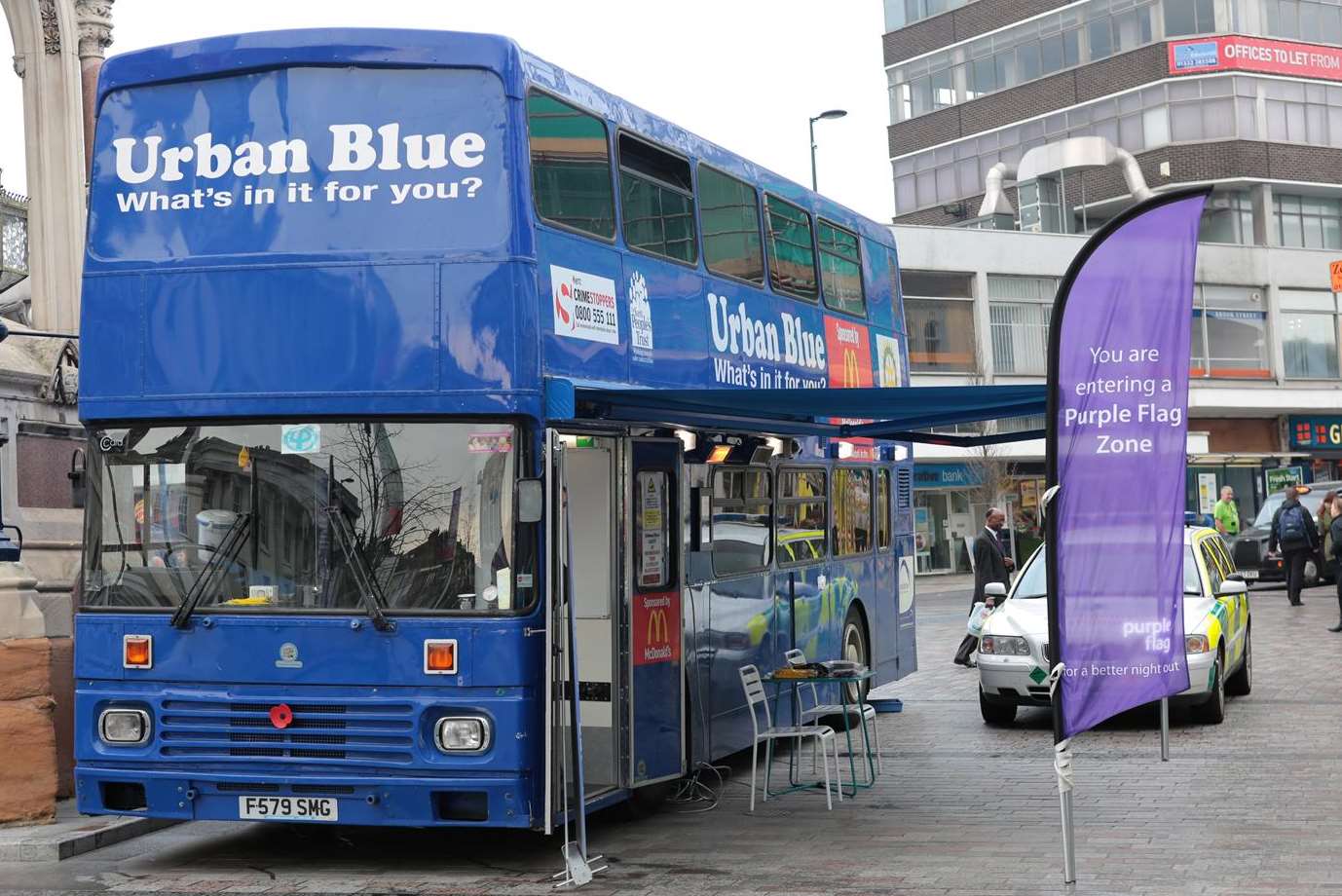 The Urban Blue Bus in Maidstone's Jubilee Square