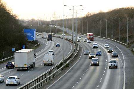 The M20, junction seven at Detling