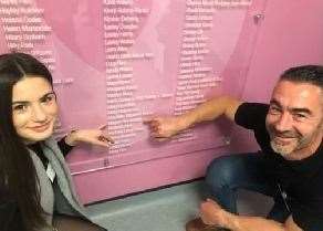 Lee and daughter Annabel Rembridge at the unveiling of the wall of remembrance