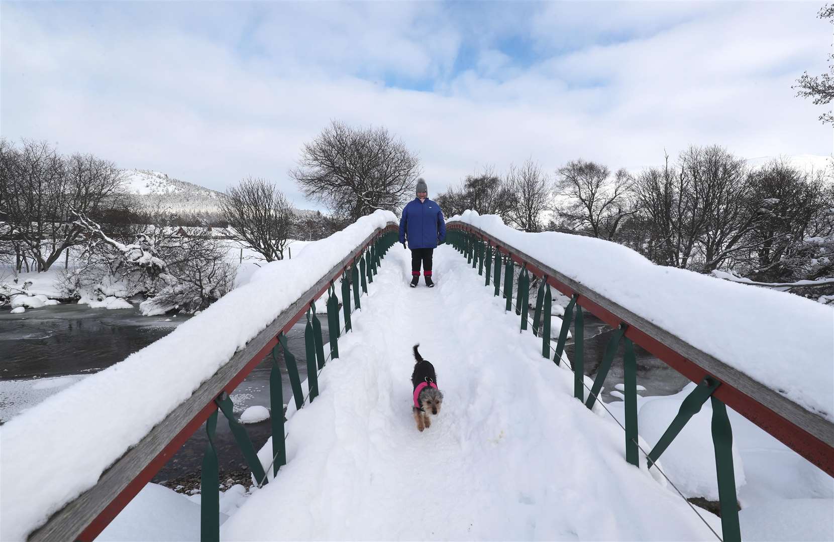 Society Bridge over the River Clunie in Braemar, Aberdeenshire, which had an overnight temperature of minus 23.0C (Jane Barlow/PA)