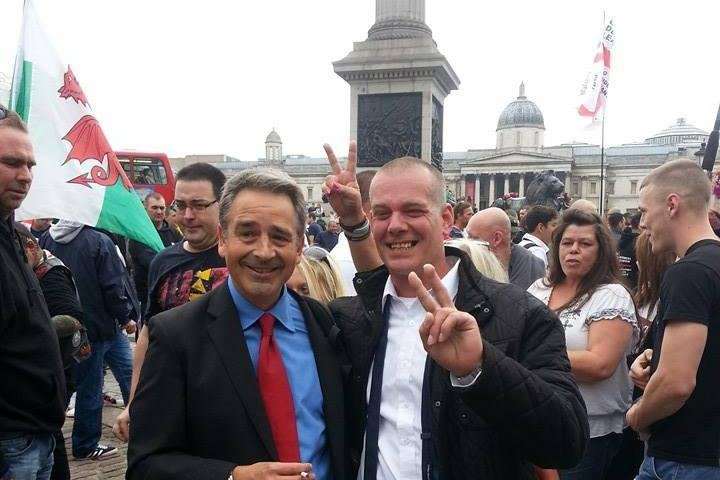 Pirate radio DJ Davey Russell (right) at a demonstration