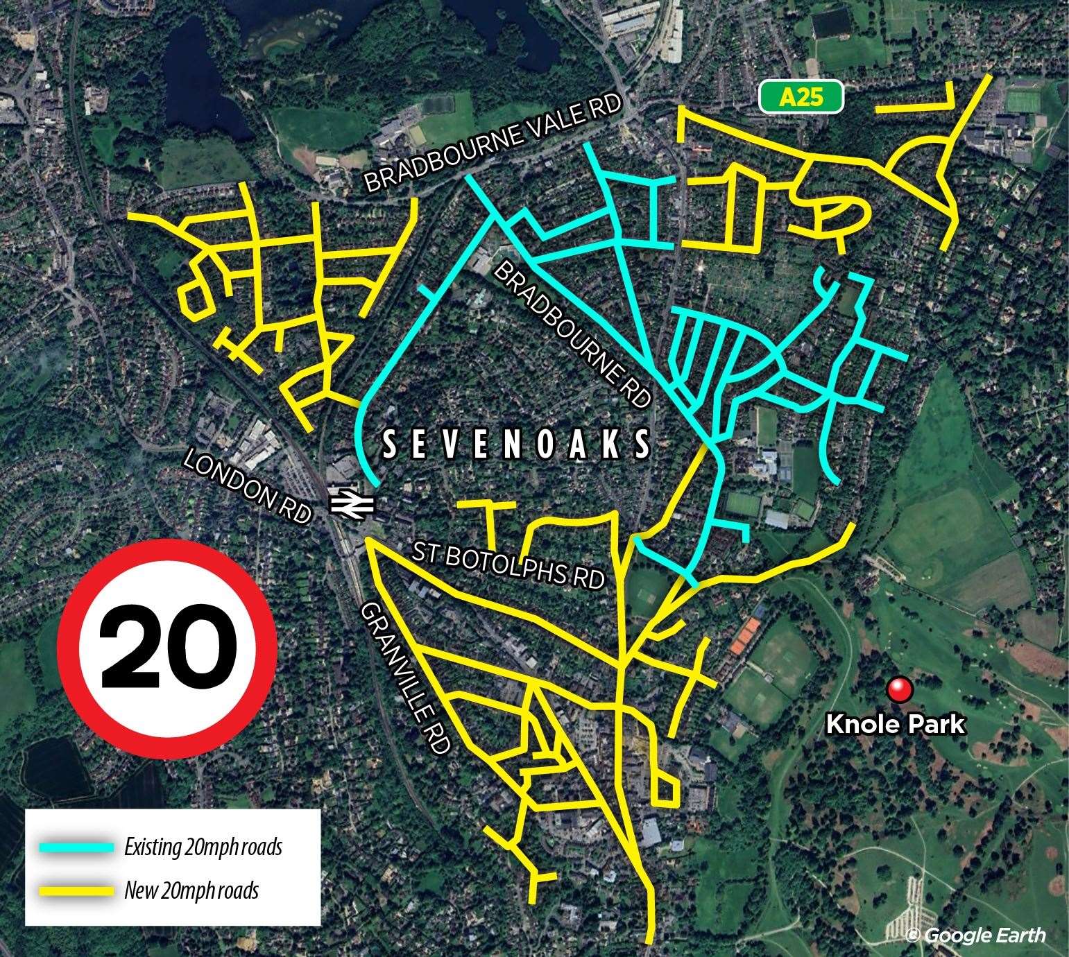 The 20mph roads in Sevenoaks