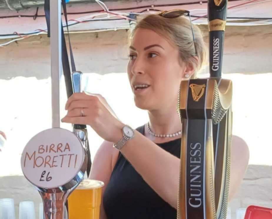 Claire Hammond-Miller, who runs the The Queen's Head, helping out at The Three Horseshoes in Hernhill. Picture: Crispin Whiting