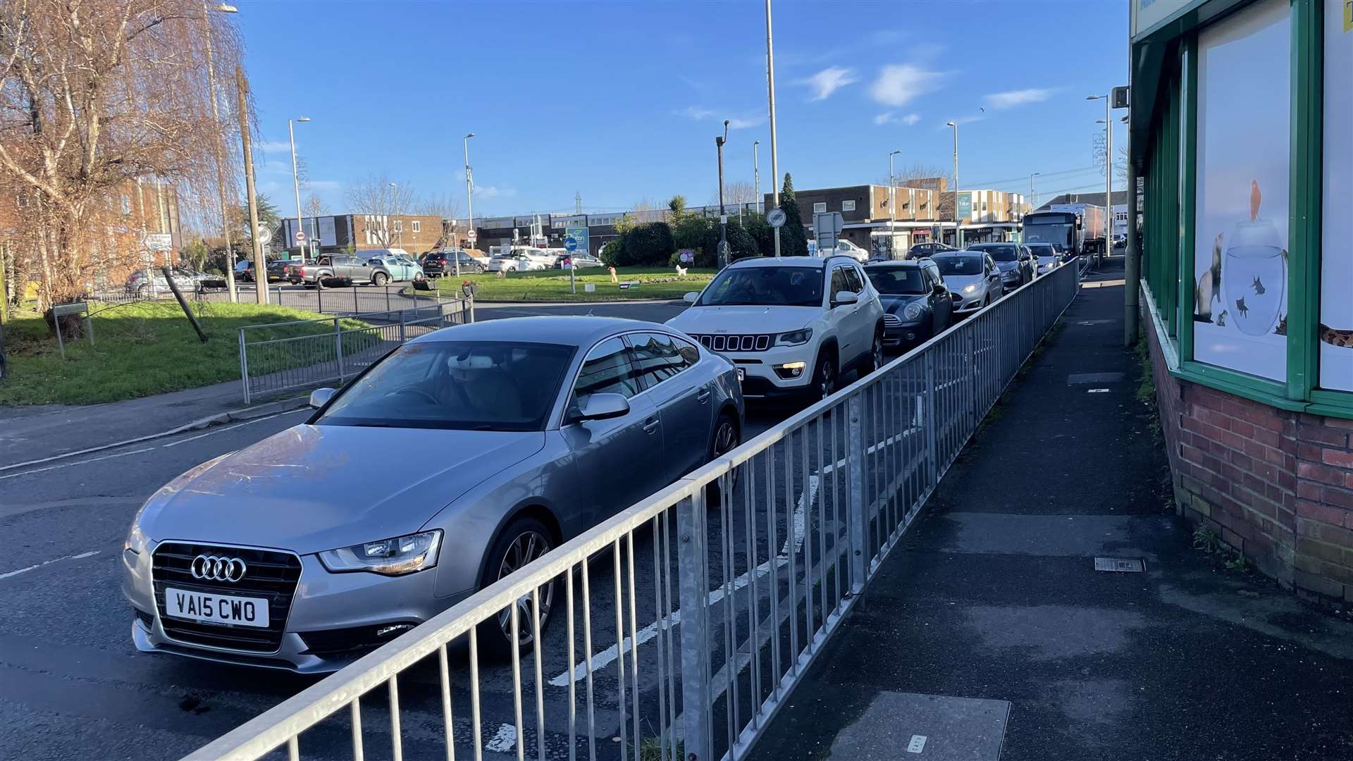 Traffic queuing for the bottle station at Asda, Totton (Ben Mitchell/PA)