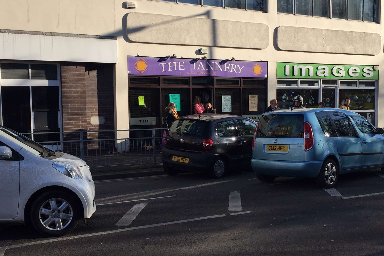 The black Volkswagen hit railings in Trinity Road, Sheerness