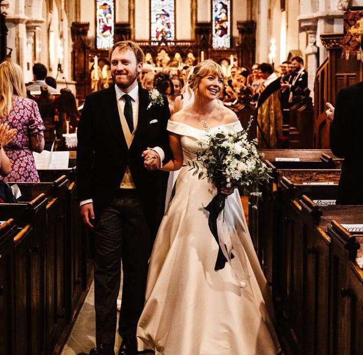 Jeanette Smith and her husband Robin Price on their wedding on Saturday, September 21 at St Mary's Church, Eastry. Picture: Olly Knight