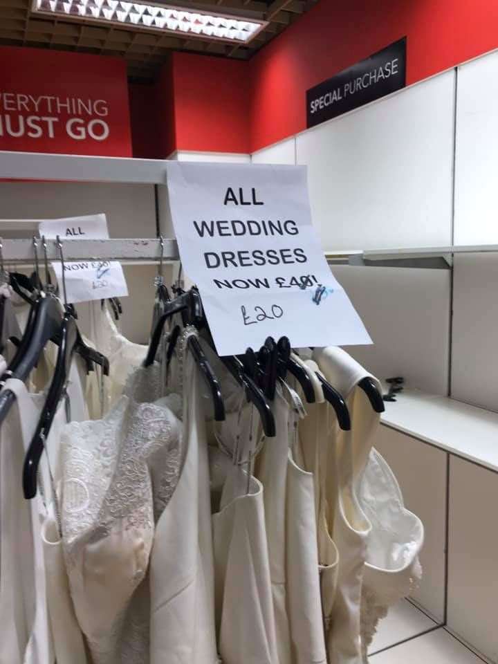 Wedding dresses being sold for 20 in Chatham Debenhams