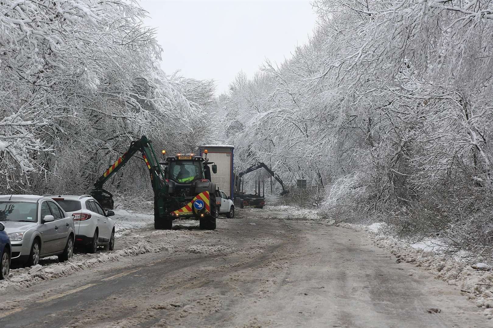 Work continues to clear Walderslade Woods Road. Picture: Mike Mahoney (6928390)