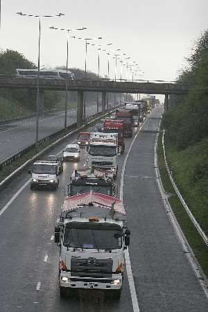 Truckers head up the A2 for Park Lane protest last month