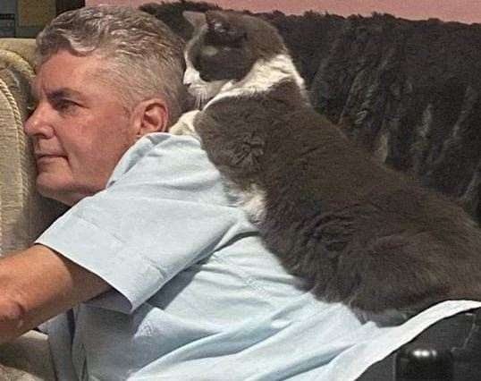 Stephen Pashley with his much loved cat, Pebbles