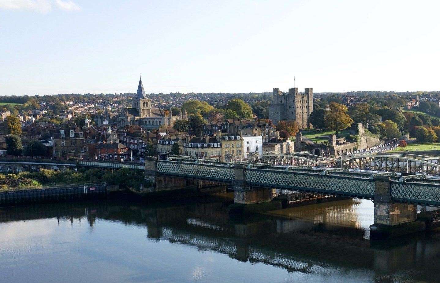 An aerial photo of Rochester captured by Geoff Watkins of Aerial Imaging South East