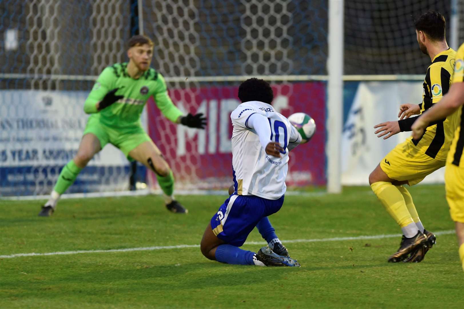 Bearsted regain the lead on the stroke of half-time through Eniola Hassan. Picture: Ian Scammell