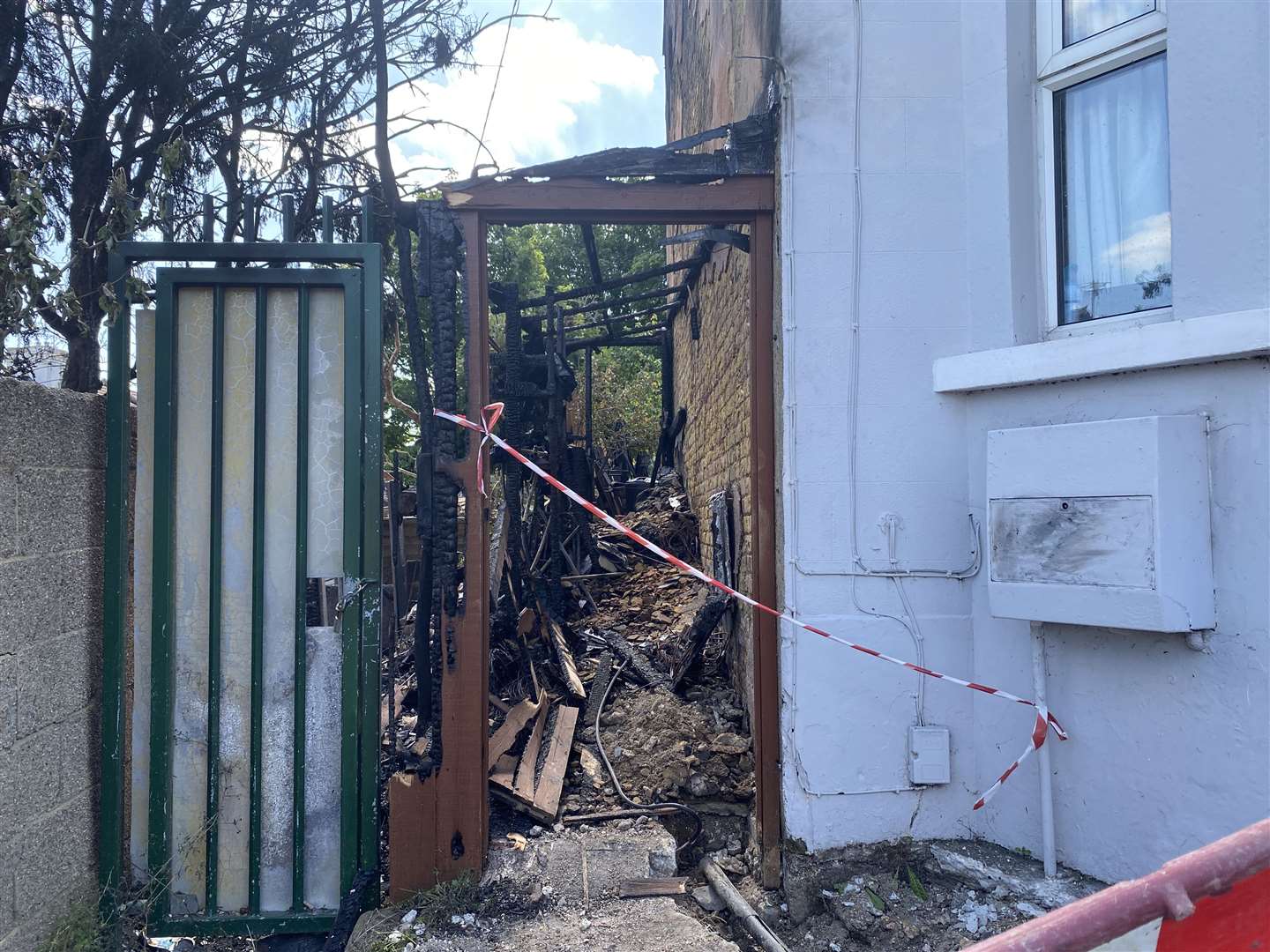 The fire burnt down the family's fence and a garden shed. Photo: Abby Shaw (57310010)