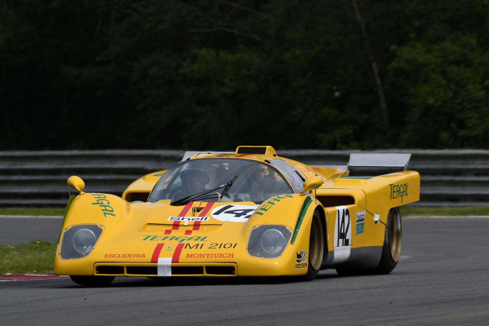 Carlos Monteverde crashed his 1971 Ferrari 512 badly during qualifying. Picture: Simon Hildrew