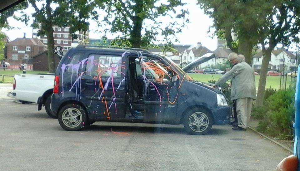 The damage caused to one man's car today