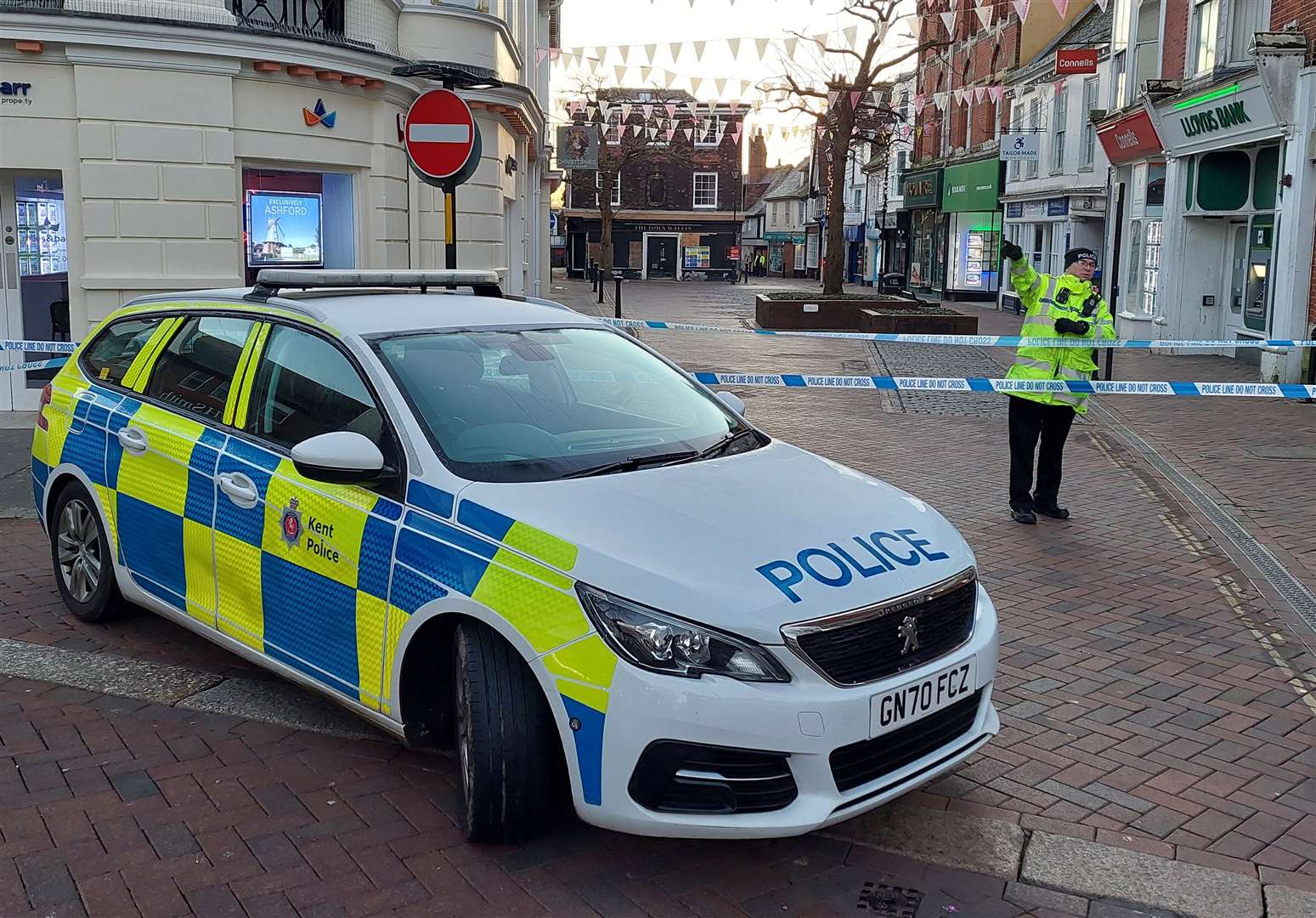 Police were called to Ashford High Street after a woman was found unresponsive. Picture: Dan Wright/KMG