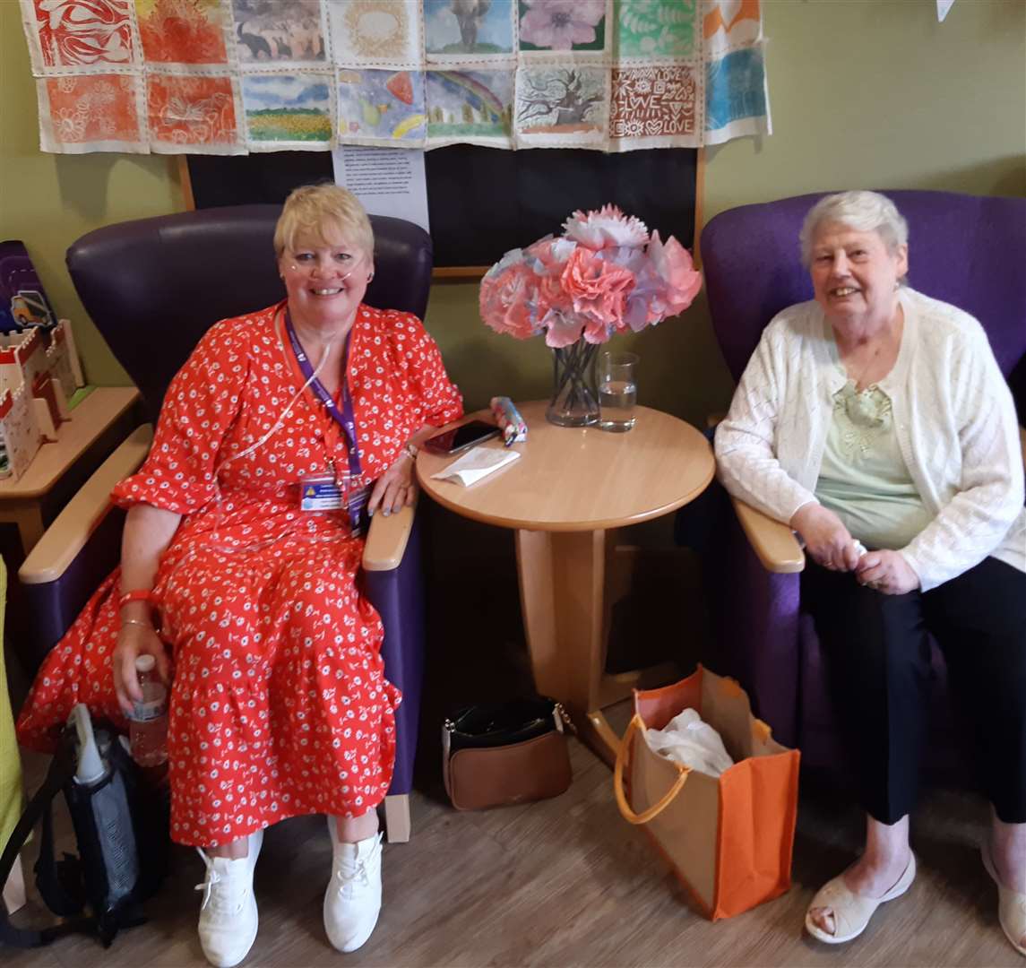 Patients Lynn Austin, left, and Pat Reedman, right, have been enjoying the sessions. Photo: Sean Delaney