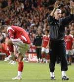 Alan Pardew salutes The Valley faithful at full-time. Picture: MATT WALKER