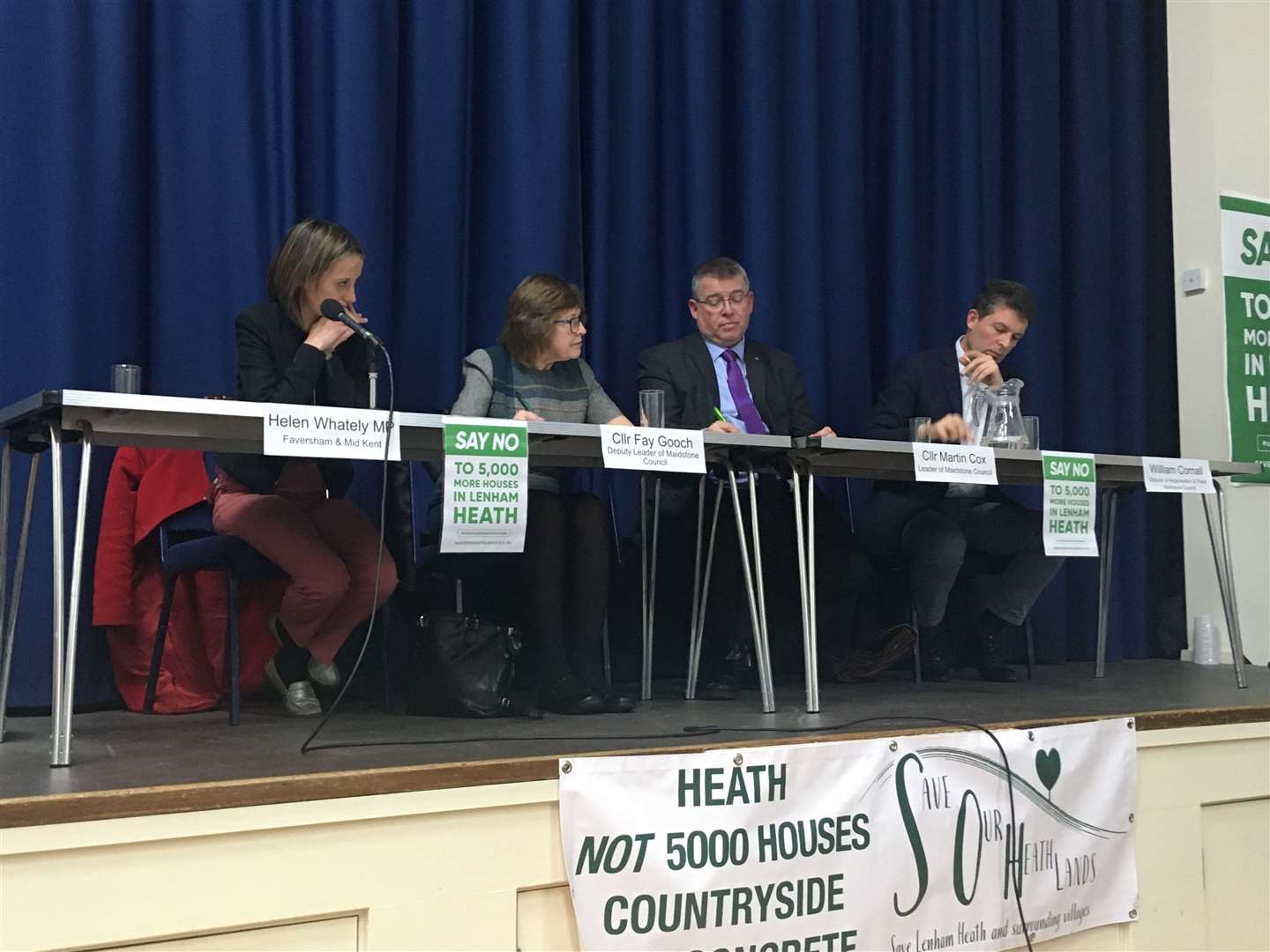 Helen Whately, Fay Gooch, Martin Cox and William Cornall discuss the Lenham Heath proposals (27538591)