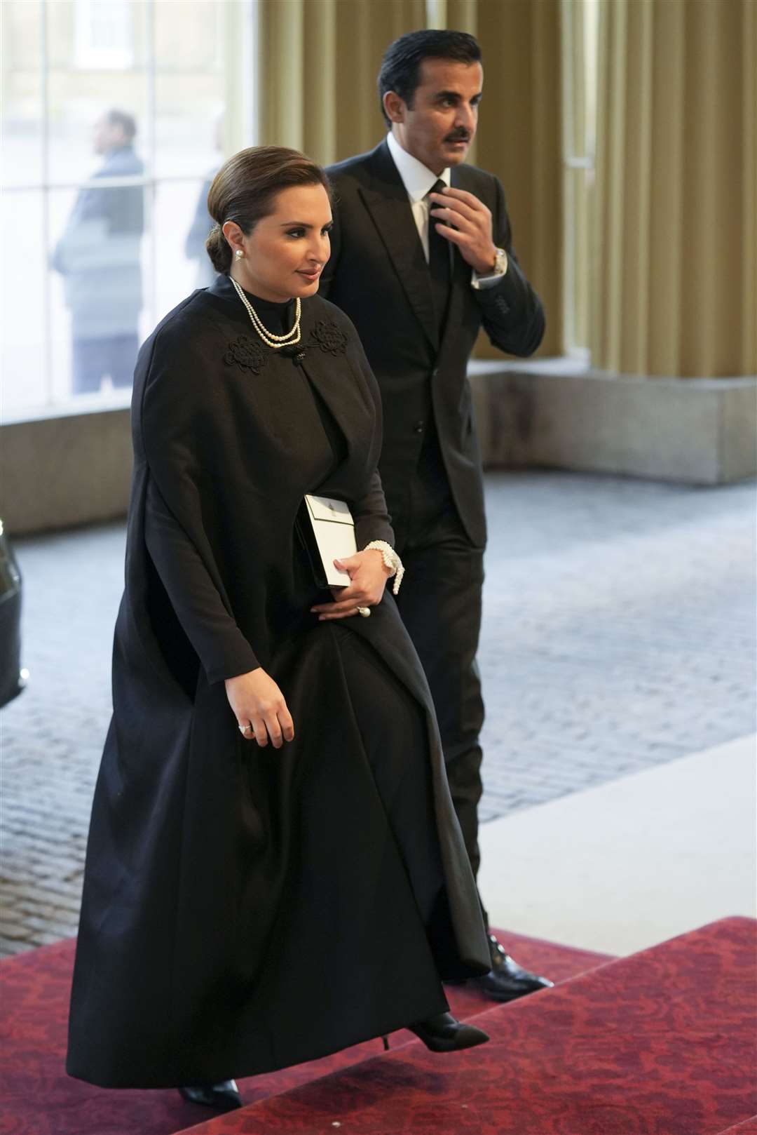 Emir of Qatar Tamim bin Hamad Al Thani arrives for a reception hosted by the King for heads of state ahead of the late Queen’s funeral (Dan Charity/PA)