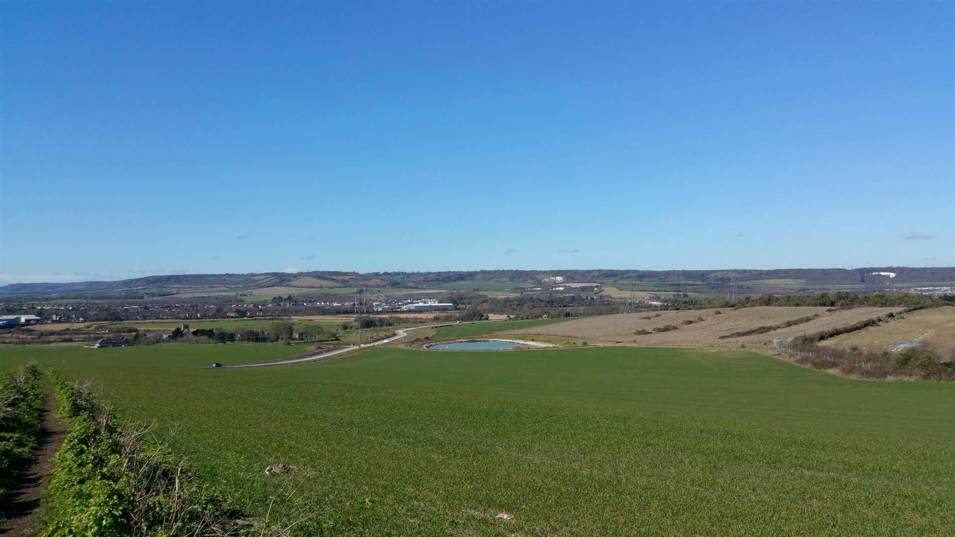 Traditional site of the Battle of the Medway, Aylesford and Snodland from Bluebell Hill. In reality, far too marshy for a major battle argues Dr Elliott