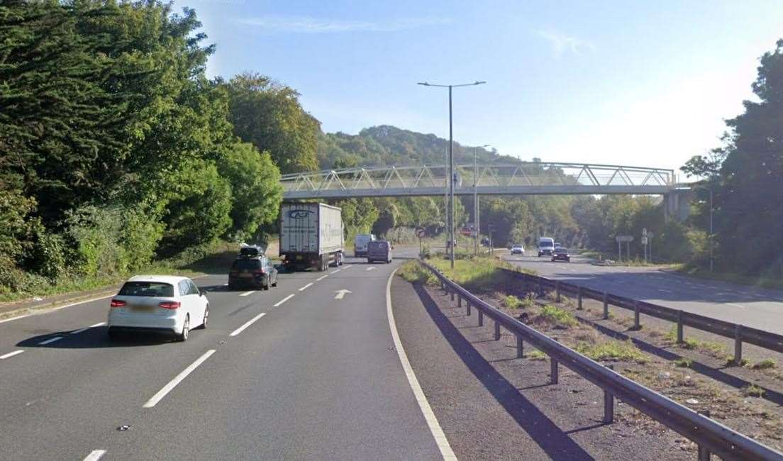 Emergency services have been called after a multi-vehicle collision on the northbound A249 Detling Hill near to Jade’s Crossing. Picture: Google Maps