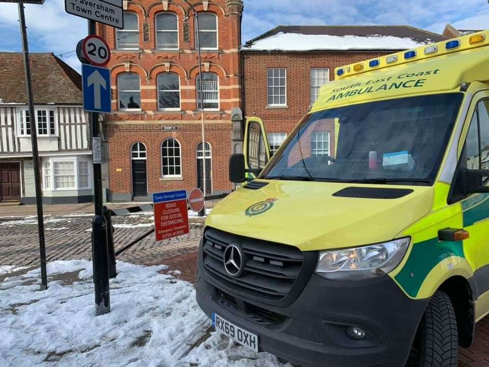 The ambulance blocked from the town centre. Picture: Nathan Illiffe
