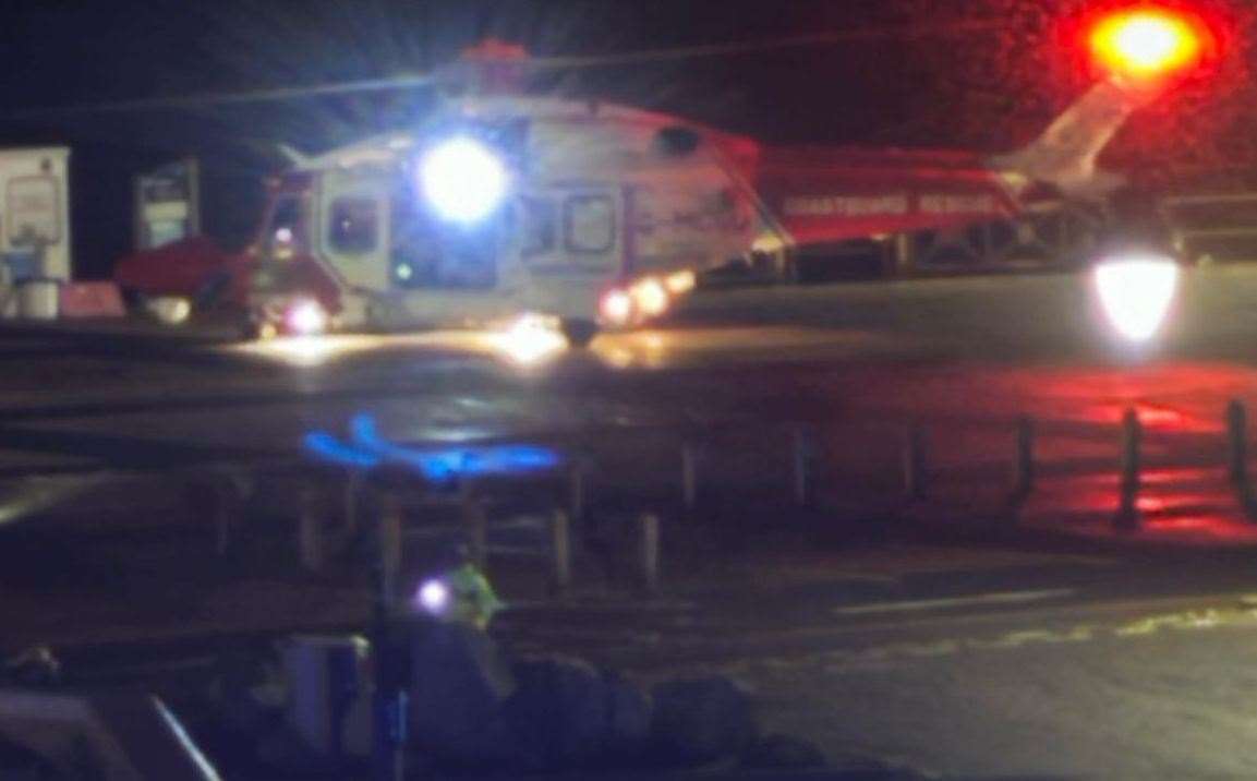 A helicopter winched a man to safety at Herne Bay's Central Parade seafront