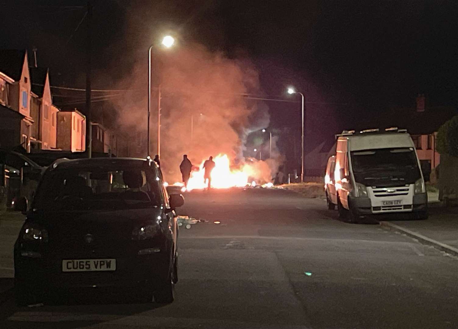 The Ford Focus car of Jane Palmer set alight on Highmead Road, Ely, Cardiff (Bronwen Weatherby/PA)