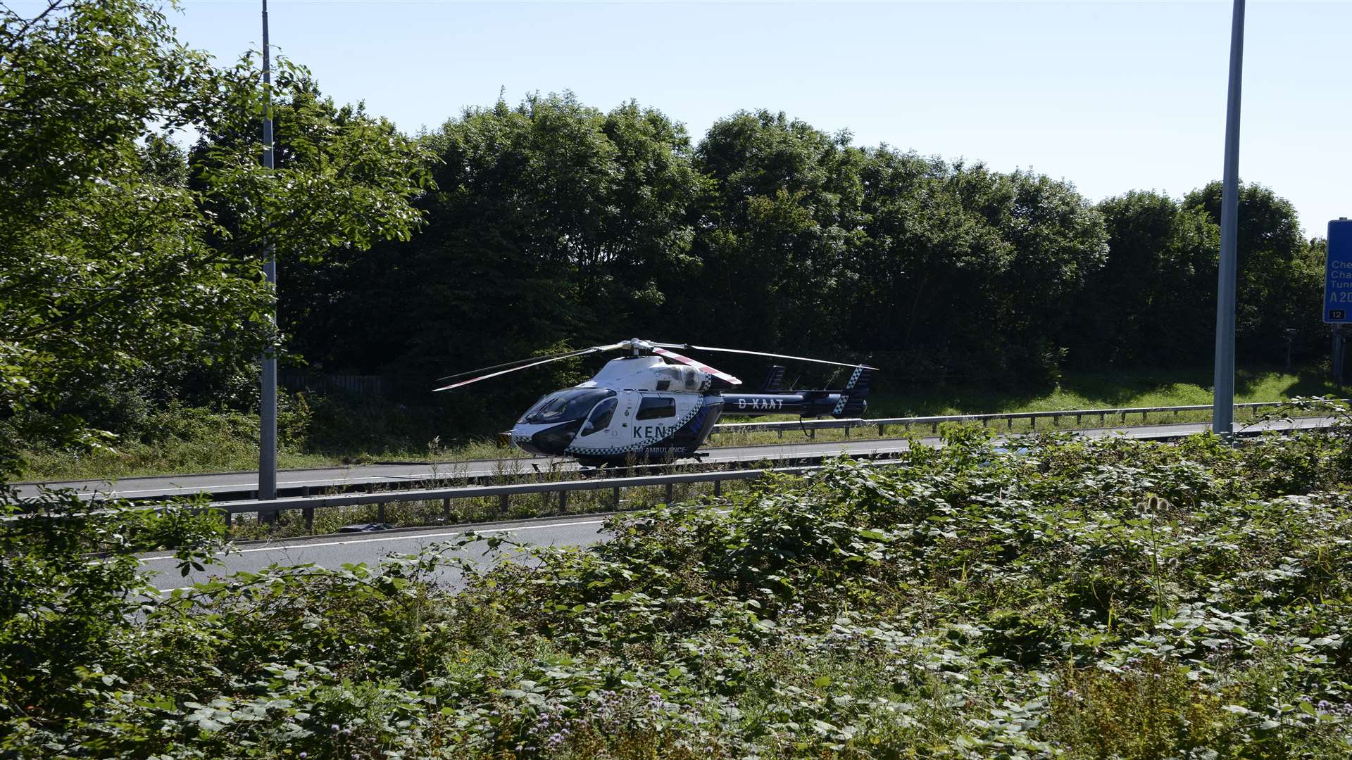 A woman was airlifted to hospital