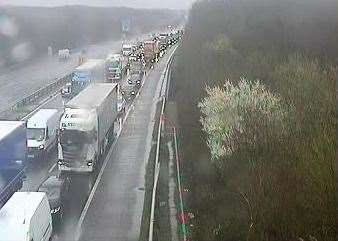 Trouble at Junction 7 of the M20. Picture: Highways England