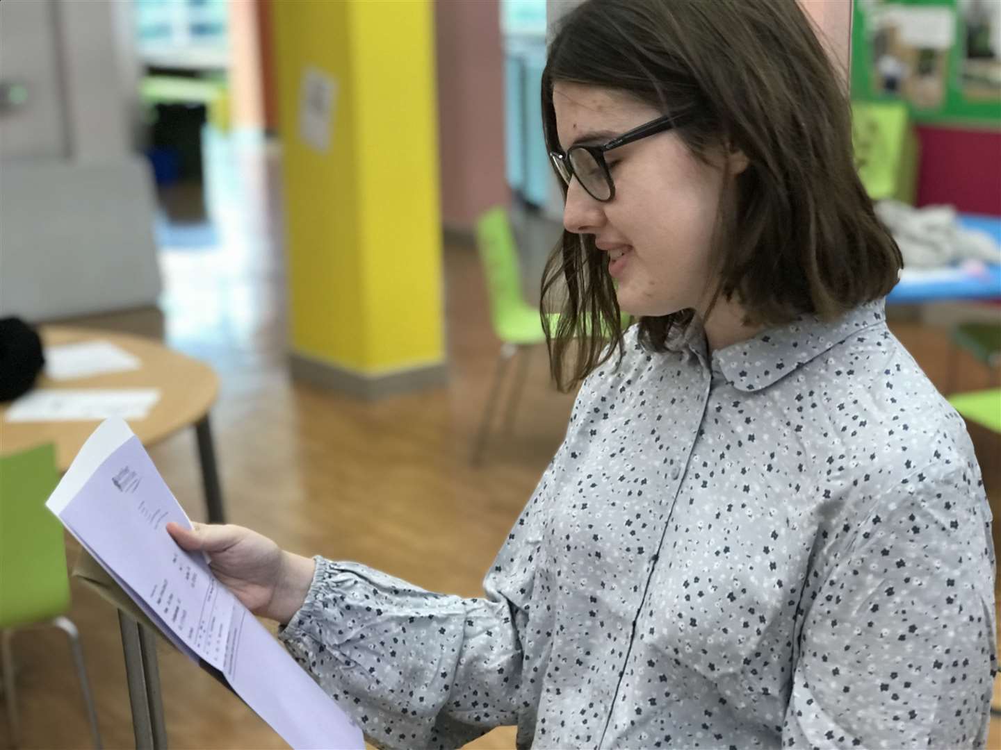 Alice Wickens checking her results (15288578)