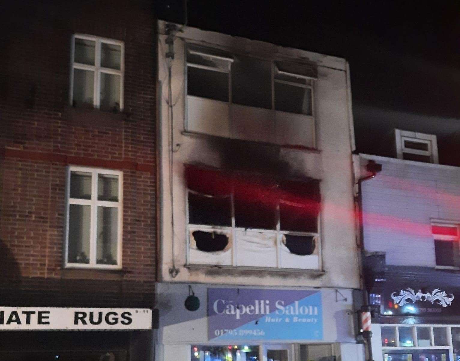 The damage caused by the fire at a flat in Sheerness High Street. Picture: Angela Croall