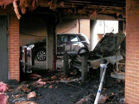 A car fire at Russell Quay, Gravesend