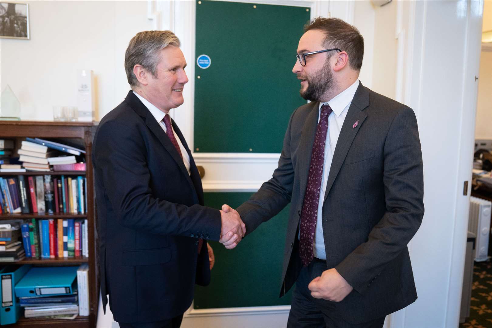 Sir Keir Starmer shakes hands with Bury South MP Christian Wakeford after his defection from the Conservatives to Labour (Stefan Rousseau/PA)