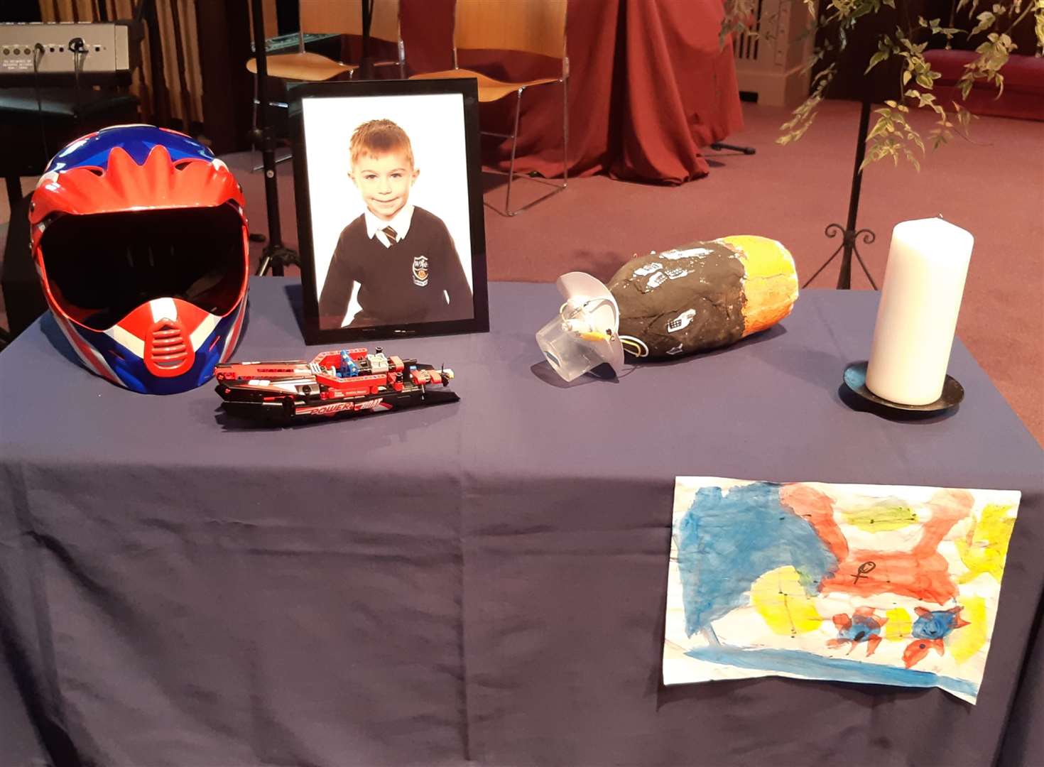 The tribute table for Lucas at today's service