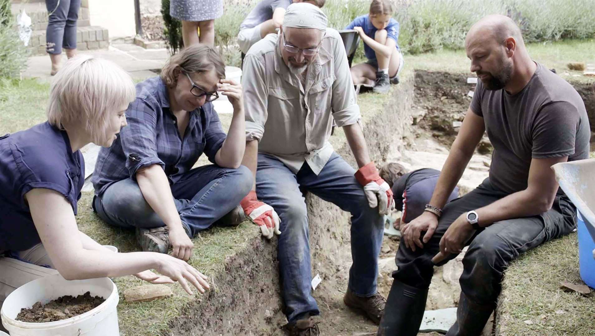 Hugh Dennis, archaeologists and historians descended upon a Maidstone street for an episode of The Great British Dig: History in your Back Garden Picture: Channel 4