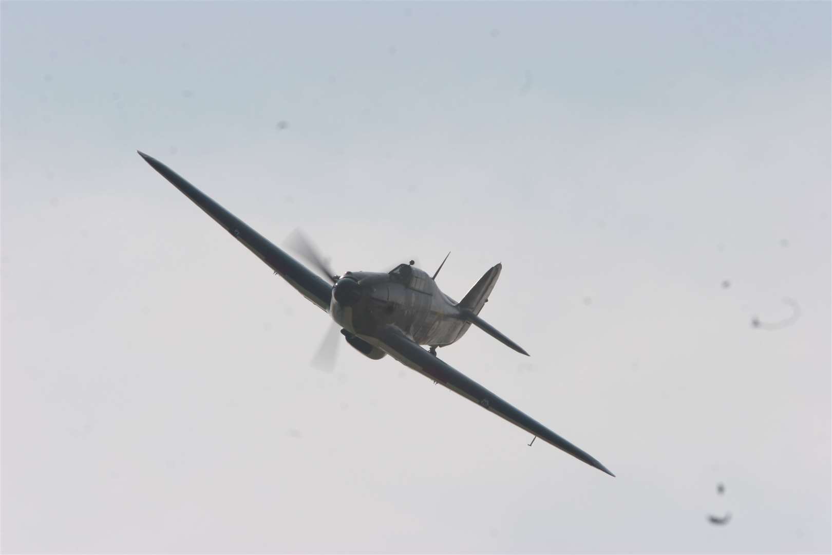 A hurricane does a flyover of Chickenden Farm, Staplehurst, the former home of RAF Staplehurst, at a memorial event in 2005