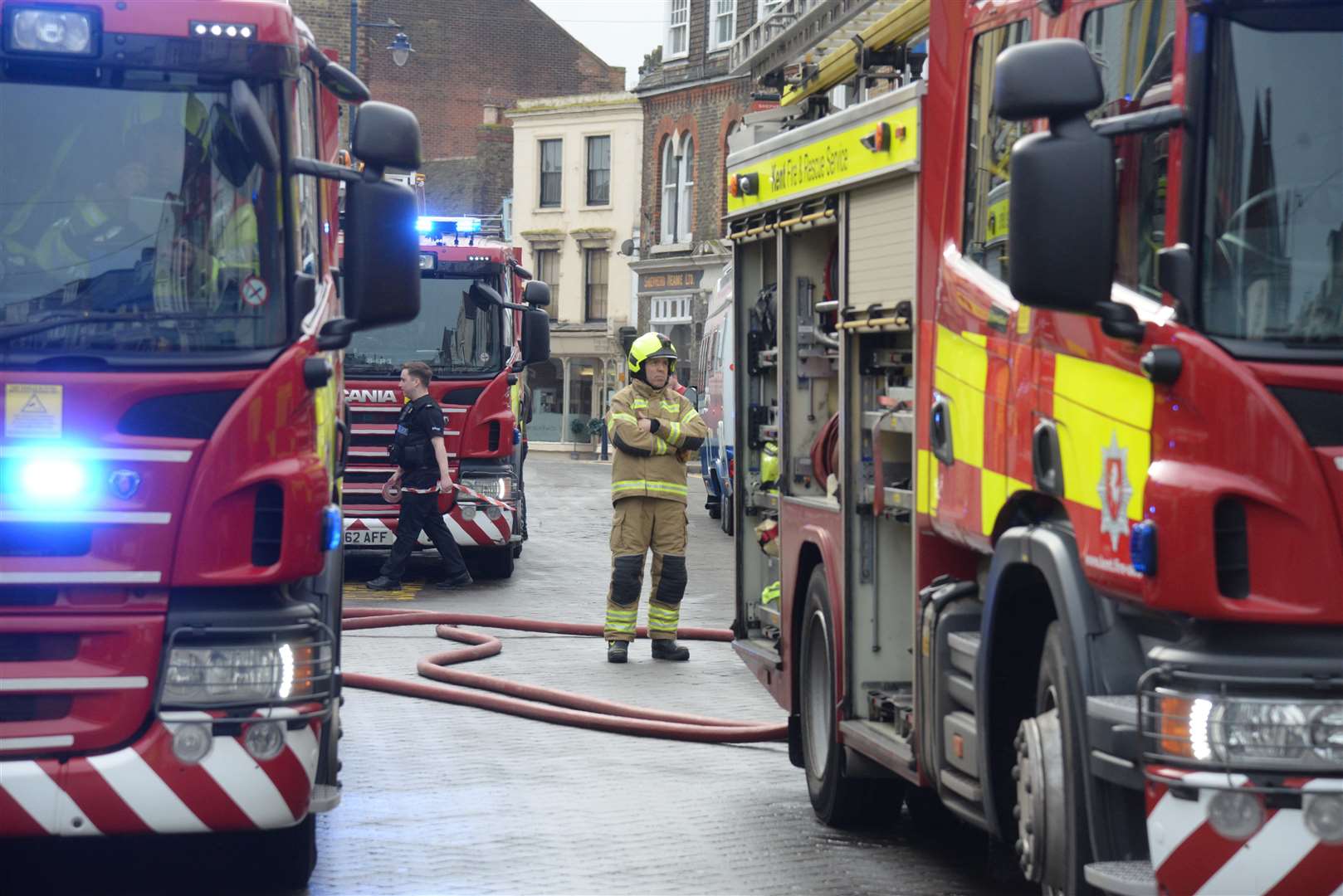 Three fire engines are at the scene. Picture: Chris Davey