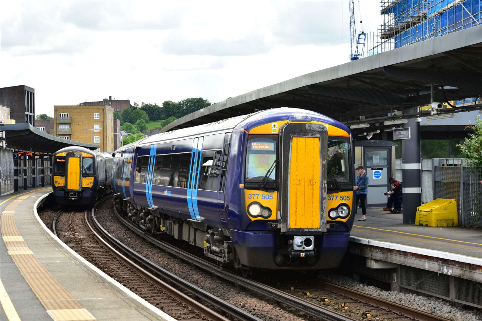 One of the new class 377 trains pulls into Rochester Station