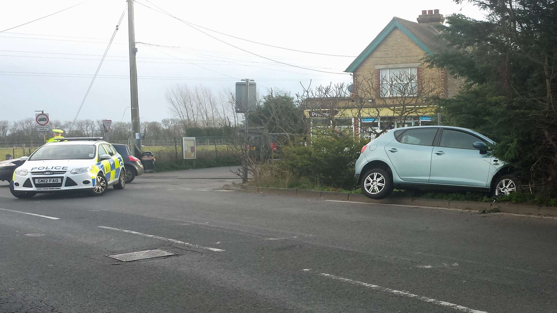 The scene of the crash at the top of Sturry Hill