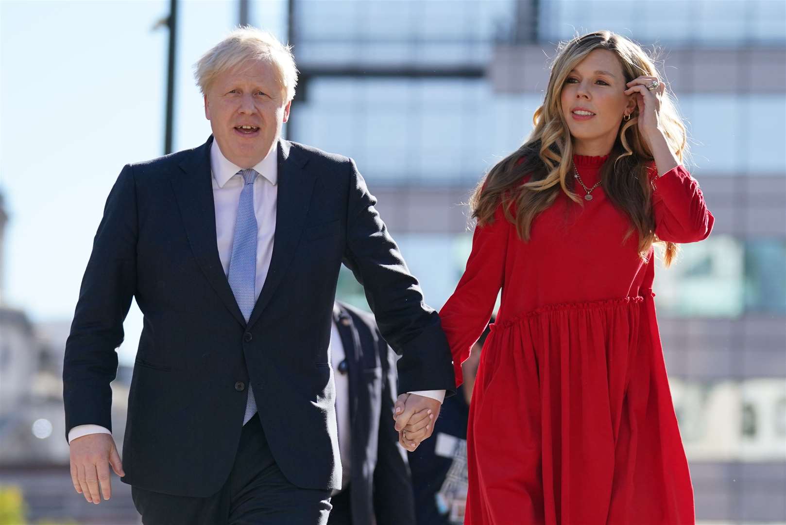 Boris Johnson and his wife Carrie were both issued with partygate fines (Jacob King/PA)