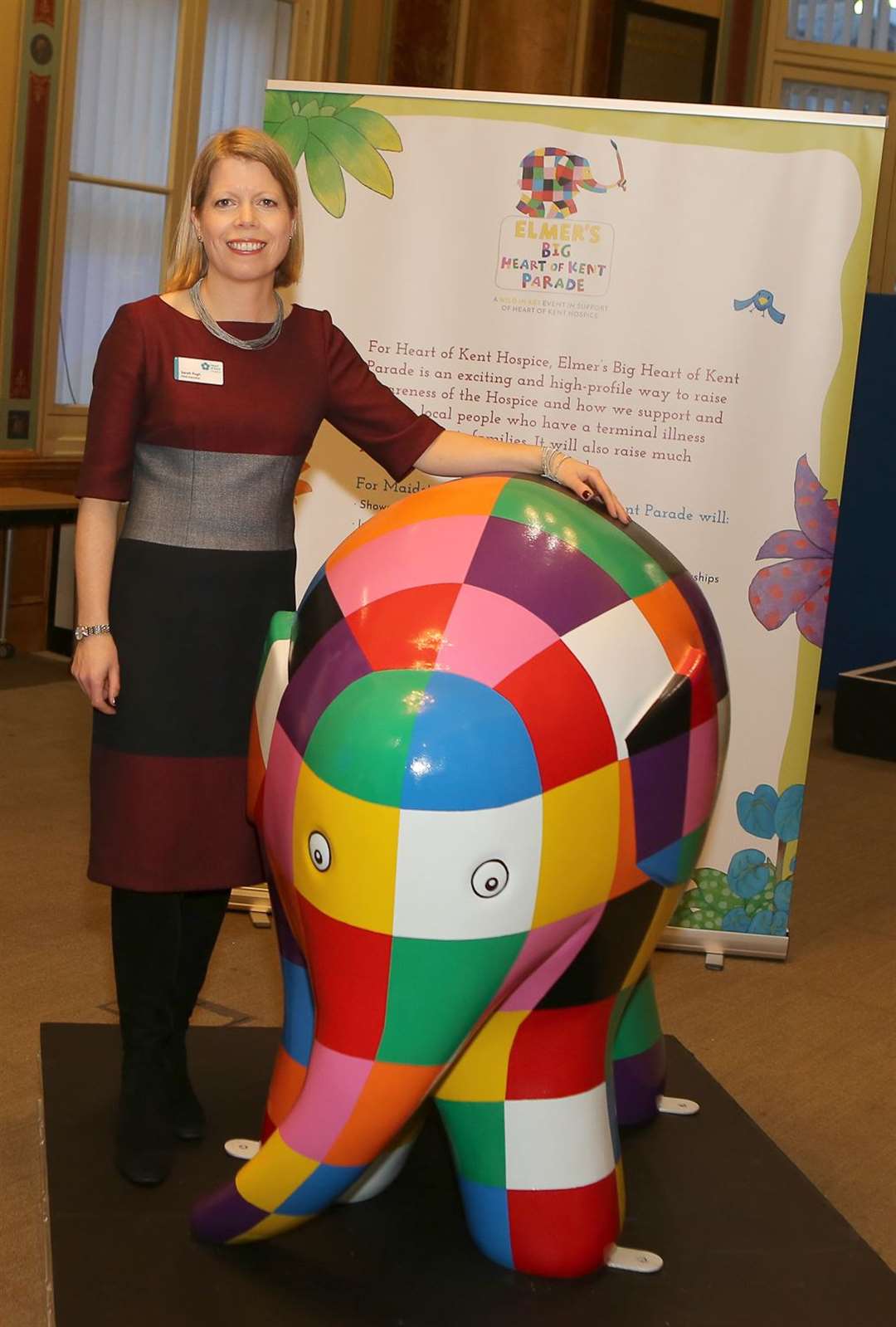 Sarah Pugh from the Heart of Kent Hospice with Elmer