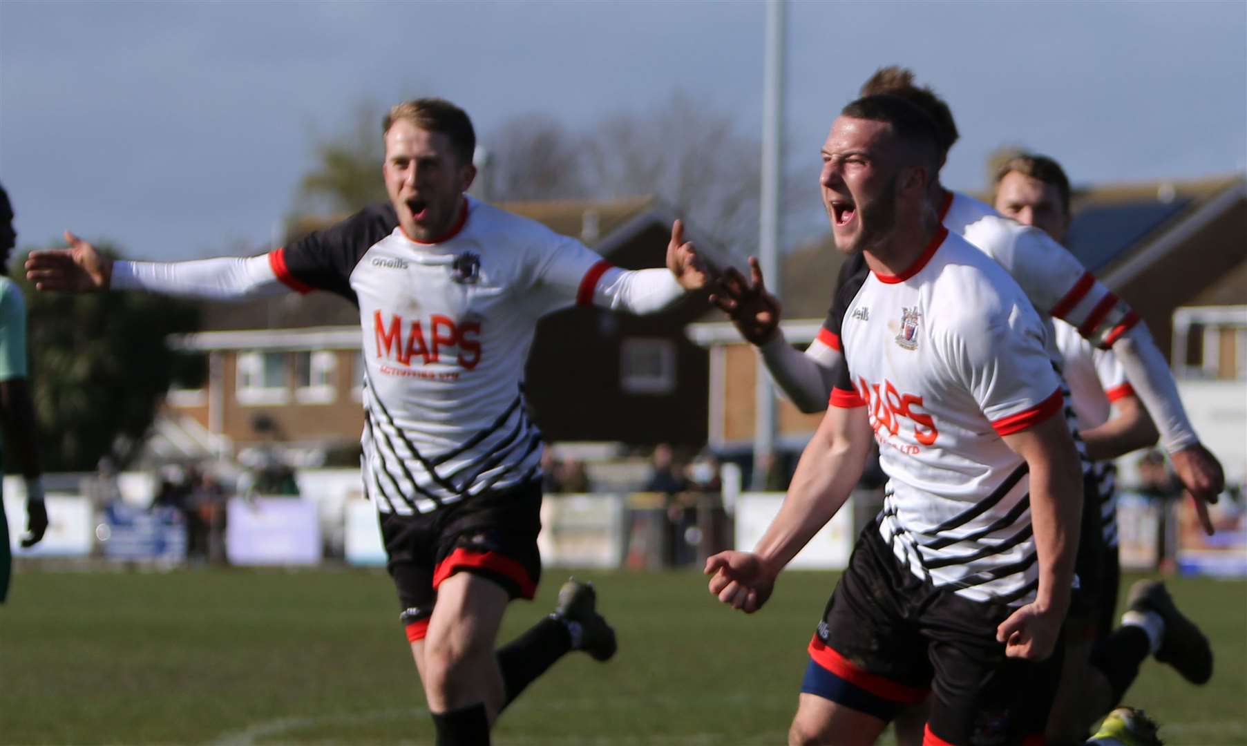 Lenny Atherton celebrates his late winner on Easter Monday in Deal's 2-1 win over Welling Town. Picture: Paul Willmott